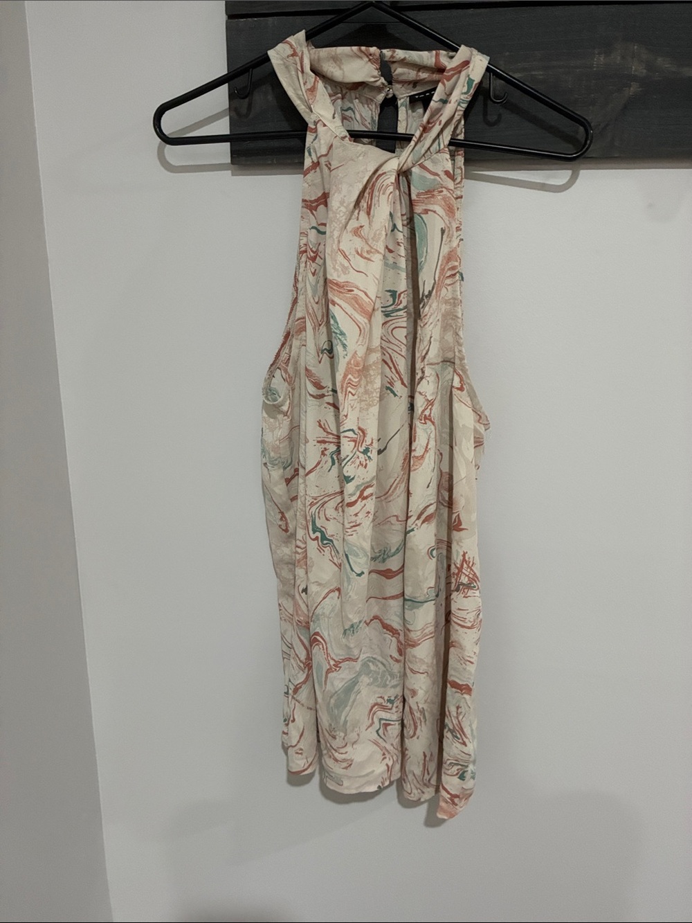 torrid Cream Marble Halter Cami with Coral and Teal Swirls